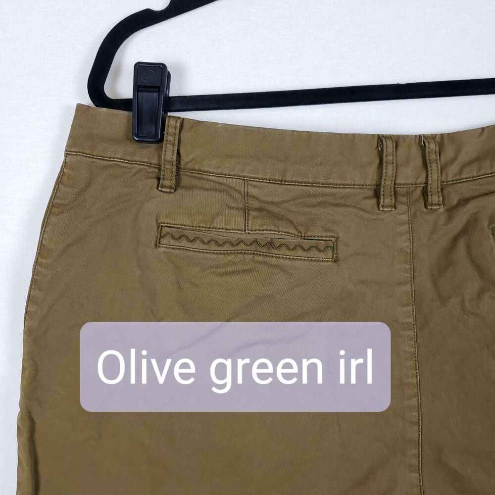 Garnet Hill Chino Shorts Womens 14 Olive Green Khakis Casual Organic Cotton - Picture 7 of 9
